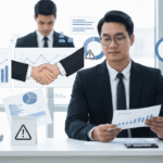 Professional business owner reviewing documents and financial charts for business sale preparation, representing the complete guide to avoiding critical business sale mistakes in 2025