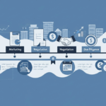 Professional timeline illustration showing the 5 phases of selling a business: preparation, marketing, negotiation, due diligence, and closing