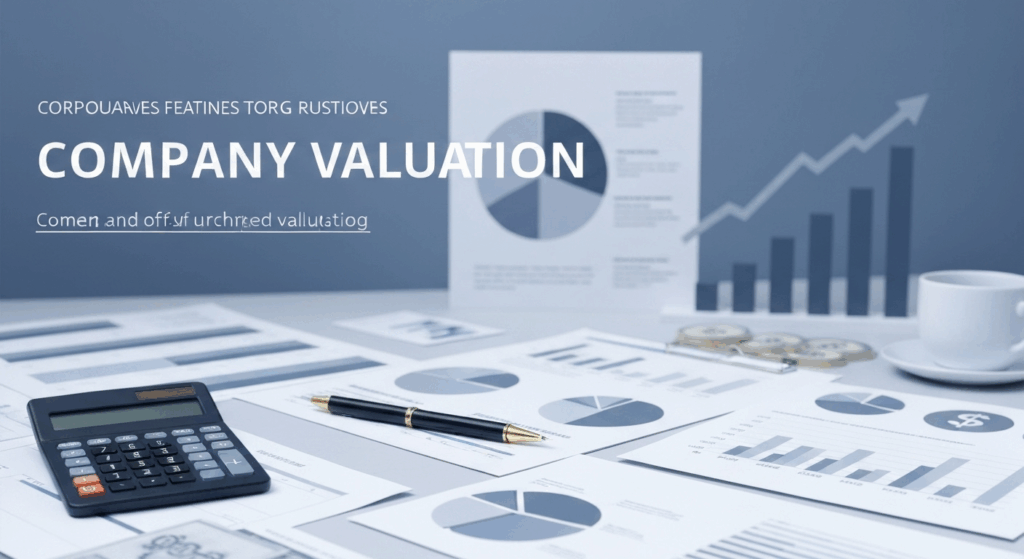 Professional business valuation illustration with charts, graphs, and financial analysis elements for business worth assessment guide