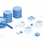 Professional illustration showing search engine indexing, crawling, and database optimization concepts