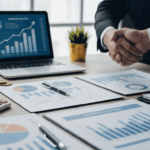 Professional business valuation concept with financial charts, calculator, and business documents representing how to value a business for sale
